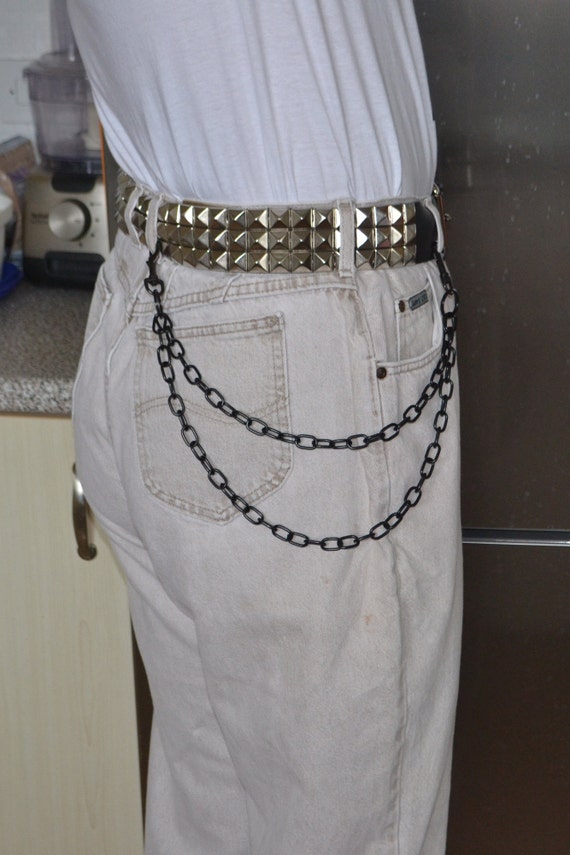 HIGHGODDESSUK Wallet Chain with Leather Belt Loop and Dog Clip, Belt Chain, 90's Trouser Chain, Industrial, Alternative, Grunge, Goth, Punk, Rock, Grungy