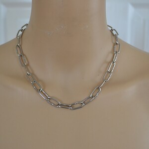 steel choker, silver choker, chunky choker necklace, stainless steel or plated necklace, chain link, grunge, goth, alternative, industrial image 6