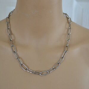 steel choker, silver choker, chunky choker necklace, stainless steel or plated necklace, chain link, grunge, goth, alternative, industrial image 7