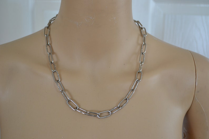 steel choker, silver choker, chunky choker necklace, stainless steel or plated necklace, chain link, grunge, goth, alternative, industrial image 7