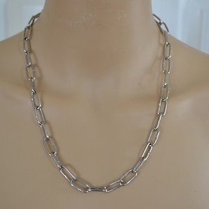 steel choker, silver choker, chunky choker necklace, stainless steel or plated necklace, chain link, grunge, goth, alternative, industrial image 8