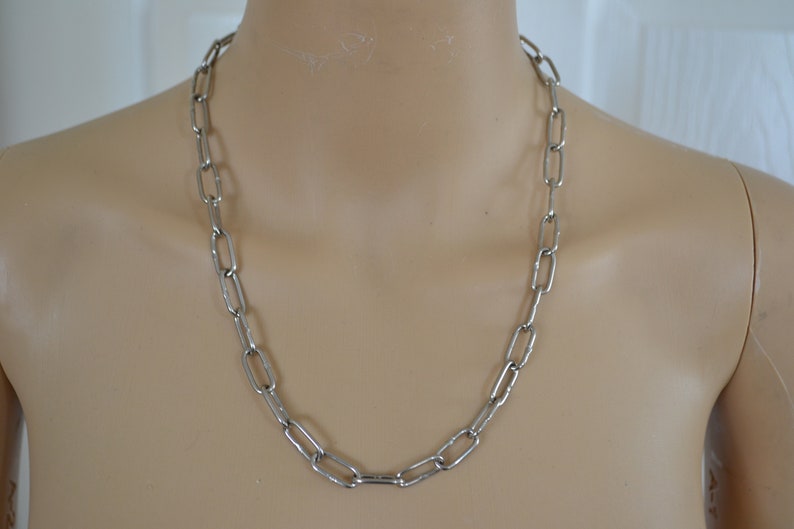 steel choker, silver choker, chunky choker necklace, stainless steel or plated necklace, chain link, grunge, goth, alternative, industrial image 8