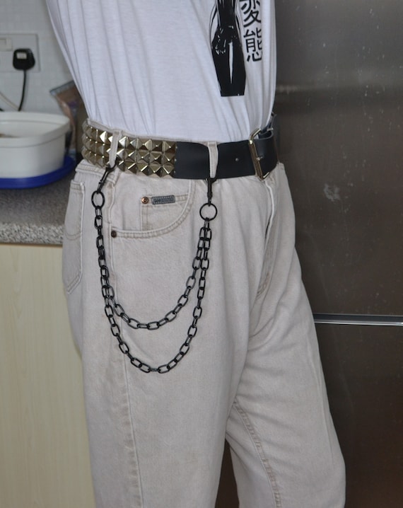 Black Double Wallet Chain With O Ring Belt Chain 90 S Etsy Black Double Wallet Chain With O Ring Belt Chain 90 S Etsy