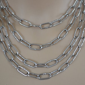 steel choker, silver choker, chunky choker necklace, stainless steel or plated necklace, chain link, grunge, goth, alternative, industrial image 2