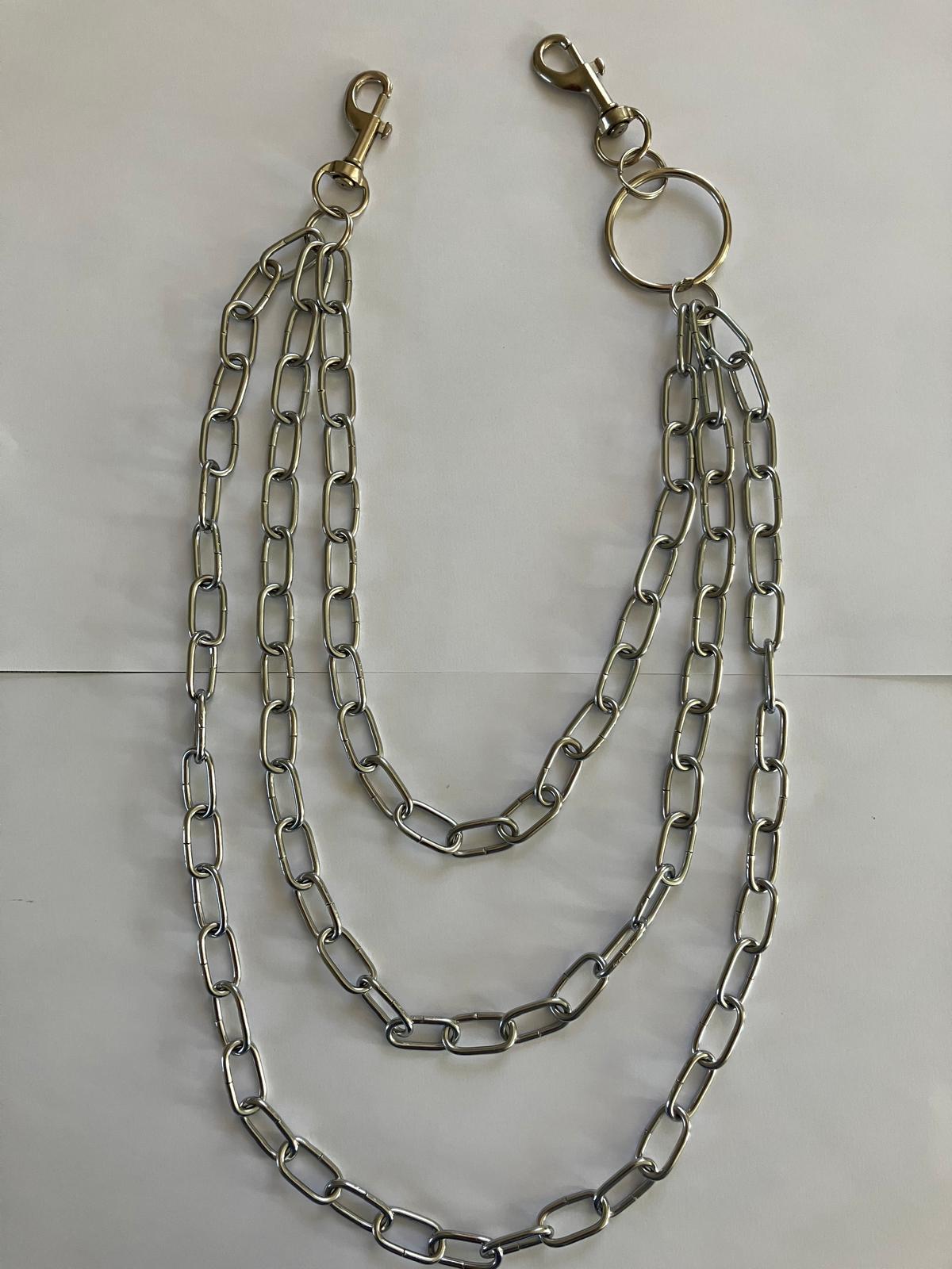 Triple Wallet Chain With O Ring, for Belts, Trousers, 90's, Grunge