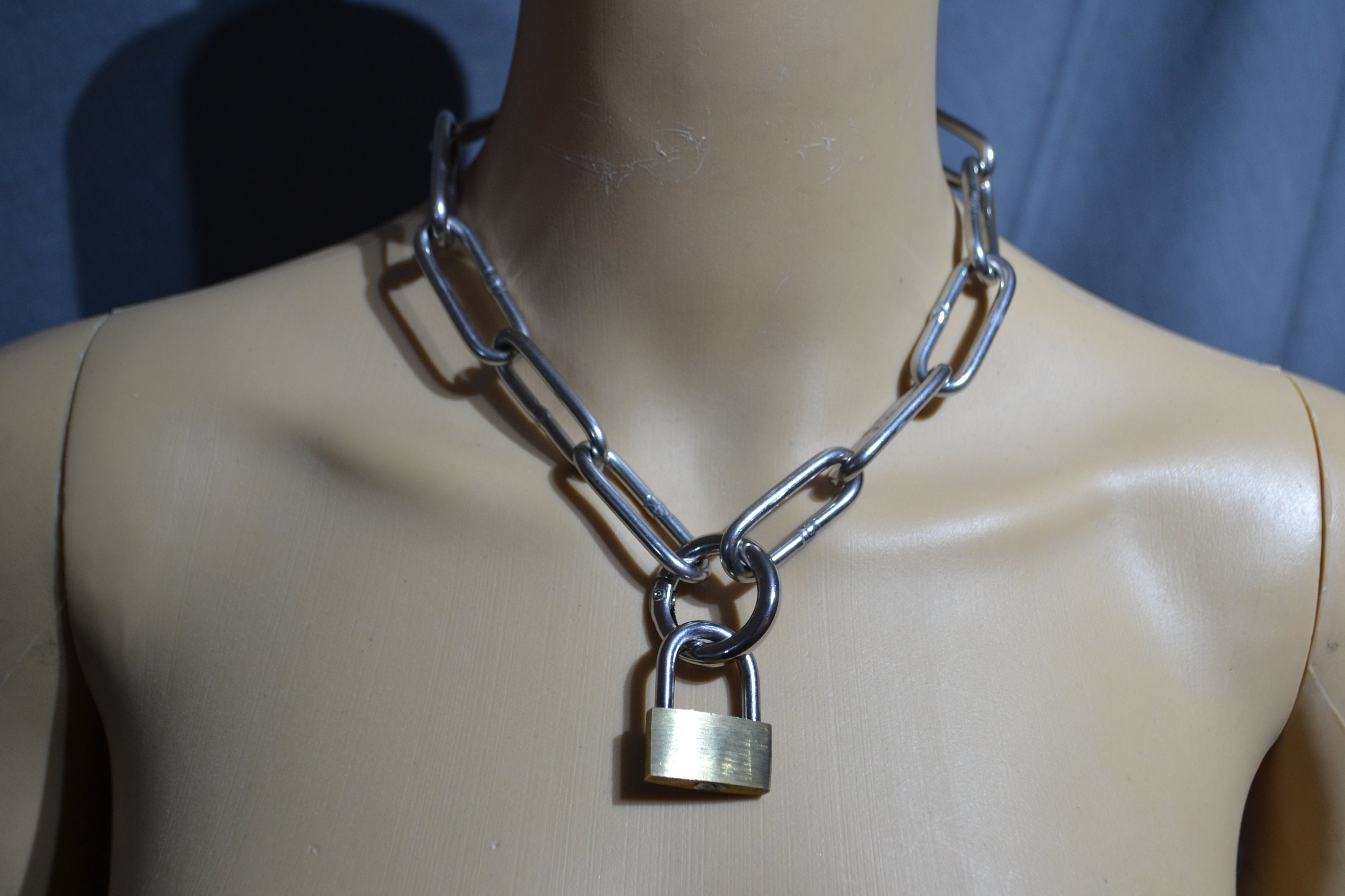 Double Gold Padlock Chain Necklace - Punk jewellery - Grunge style  jewellery - Stainless steel necklaces - alternative