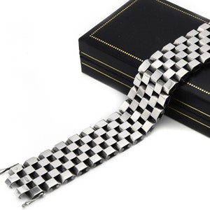 Georg Jensen checkerboard modernist bracelet designed by Ernst Forsmann. Vintage sterling silver bracelet.