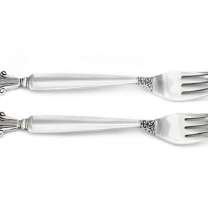Georg Jensen Acanthus/ dronning children forks and one luncheon knife. Vintage Sterling silver