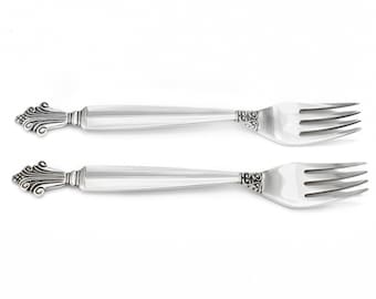 Georg Jensen Acanthus/ dronning children forks and one luncheon knife. Vintage Sterling silver