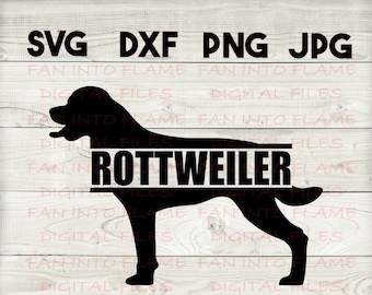 rottweiler split monogram SVG, DXF, png, jpg, digital download, silhouette, cricut, glowforge