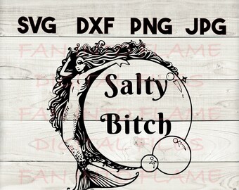 Salty bitch SVG, DXF, png, jpg, digital nedladdning, silhuett, Cricut, Glowforge