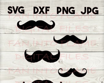 口ひげ SVG、DXF、png、jpg、デジタルダウンロード、シルエット、cricut、glowforge