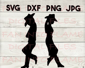 cowboy cowgirl SVG, DXF, png, jpg, digital download, silhouette, cricut