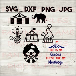 circus bundel SVG, DXF, png, jpg, digitale download, silhouet, cricut