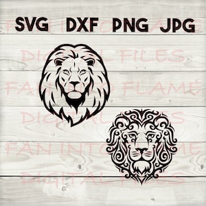 ライオン SVG、DXF、png、jpg、デジタルダウンロード、シルエット、クリカット、グローフォージ