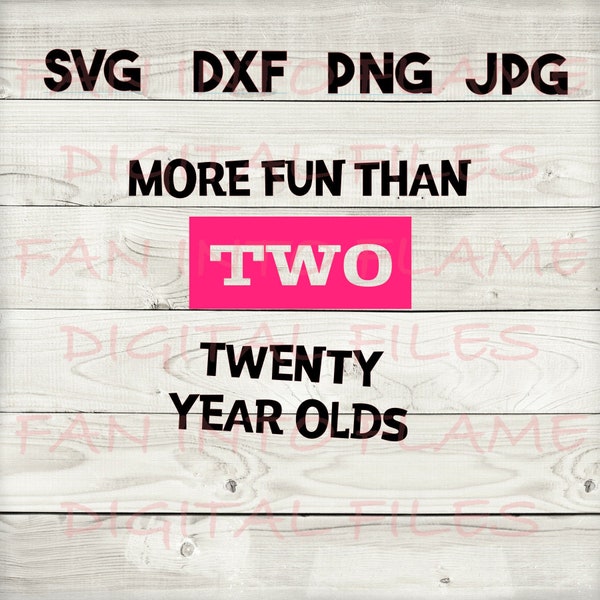 more fun than 2 twenty year olds SVG, DXF, png, jpg, digital download, silhouette, cricut