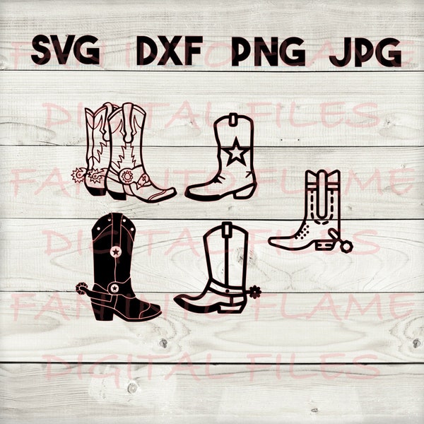 boots SVG, DXF, png, jpg, digital download, silhouette, cricut