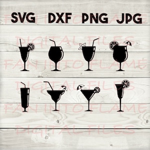 cocktail SVG, DXF, png, jpg, download digitale, silhouette, cricut