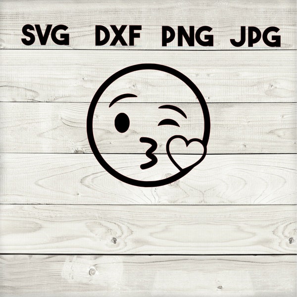 kiss emoji SVG, DXF, png, jpg, digital download, silhouette, cricut