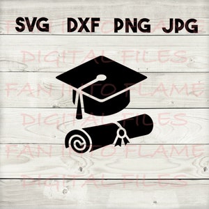graduation cap scroll SVG, DXF, png, jpg, digital download, silhouette, cricut, glowforge