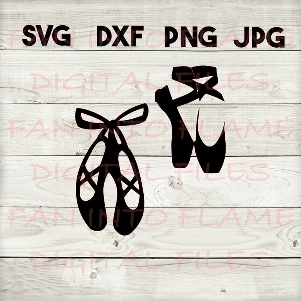 ballet shoes SVG, DXF, png, jpg, digital download, silhouette, cricut