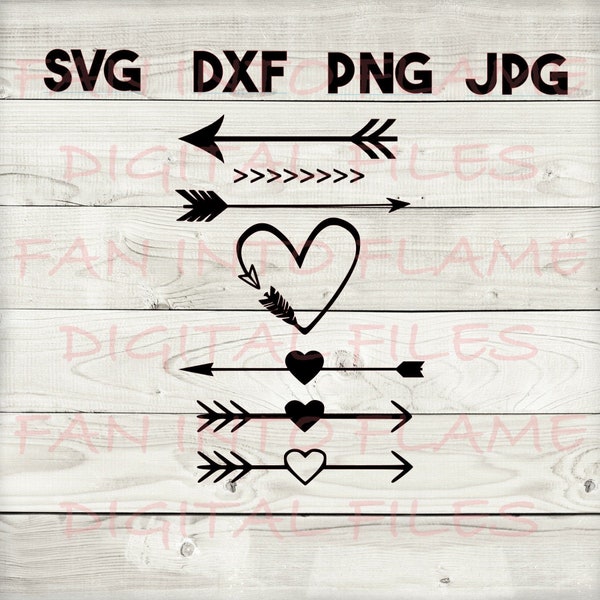 heart arrows bundle x SVG, DXF, png, jpg, digital download, silhouette, cricut, glowforge