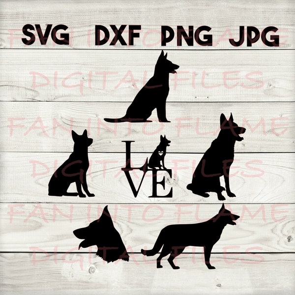 German shepherd SVG, DXF, png, jpg, digital download, silhouette, cricut, glowforge