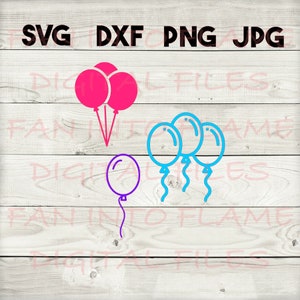 ballonnen SVG, DXF, png, jpg, digitale download, silhouet, cricut