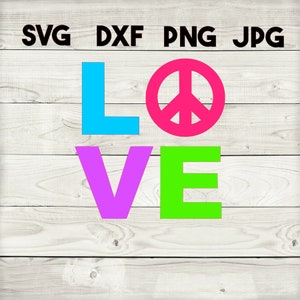 liefde vrede SVG, DXF, png, jpg, digitale download, silhouet, cricut