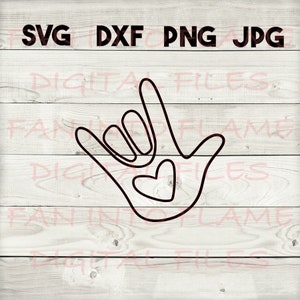 asl I love you SVG, DXF, png, jpg, digital download, silhouette, cricut