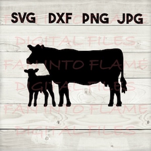 cow and calf SVG, DXF, png, jpg, digital download, silhouette, cricut