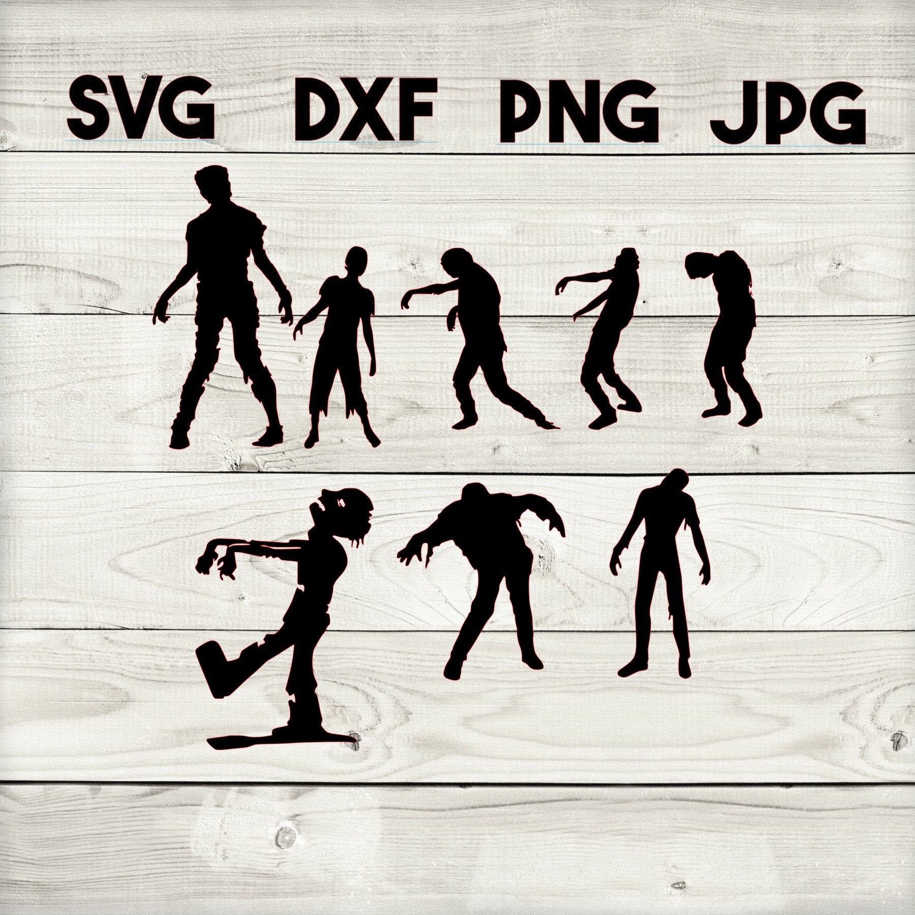 Zombie Bundle Svg Dxf Png Jpg Digital Download Silhouette Cricut