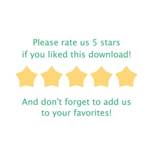 K&ouml;nnte beinhalten: Eine Grafik mit f&uuml;nf gelben Sternen und dem Text "Bitte bewerten Sie uns mit 5 Sternen, wenn Ihnen dieser Download gefallen hat! Und vergessen Sie nicht, uns zu Ihren Favoriten hinzuzuf&uuml;gen!" in gr&uuml;nem Text.