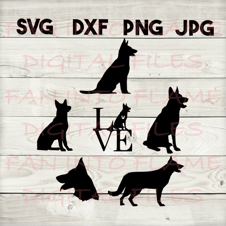 German shepherd SVG, DXF, png, jpg, digital download, silhouette, cricut, glowforge image 1