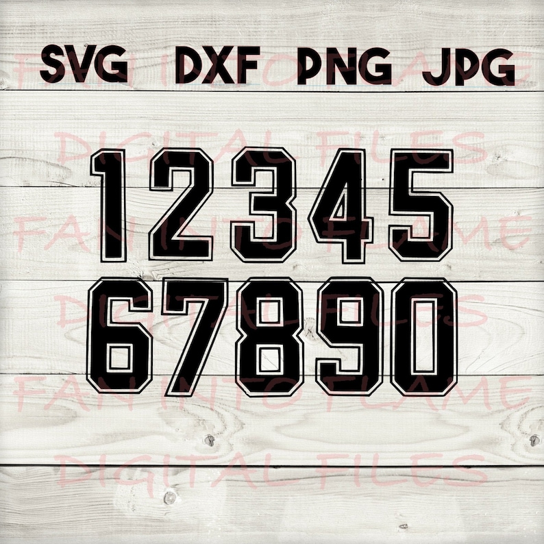 Jersey Number SVG DXF Png Jpg Digital Download - Etsy