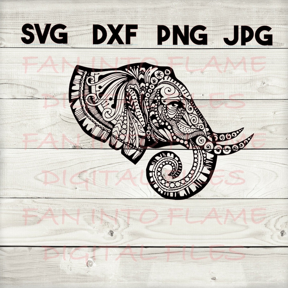  Mandala Elefantenkopf SVG, DXF, png, jpg, digitaler Download Illustration 