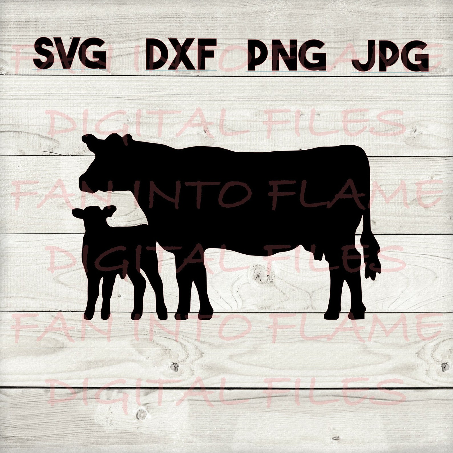 Cow and Calf SVG DXF Png Jpg Digital Download Silhouette Etsy