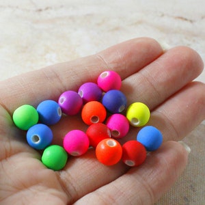 8mm Matte Acrylic Beads: Neon Jewelry Making Supplies