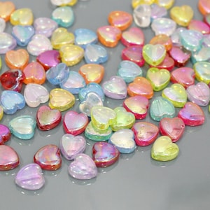 Transparent beads Pearl color heart beads Jewelry making supplies Acrylic heart beads Kid bead Assorted beads jewelry findings Candy beads
