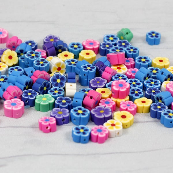 Perles de fleurs d’argile polymère pour la fabrication de bijoux Coloré lumineux assorti mélangés Perles pour enfants Bijoux trouver des fournitures Perles de fleurs Fimo