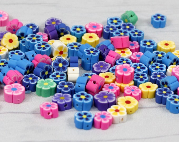 Polymer Clay Flower Beads for Jewelry Making Colorful Bright Etsy