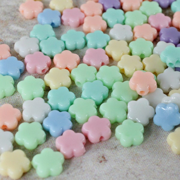 Pastel acrylic flower beads for jewelry making candy color floral beads kids jewelry bracelets making Jewelry supplies Jewelry findings