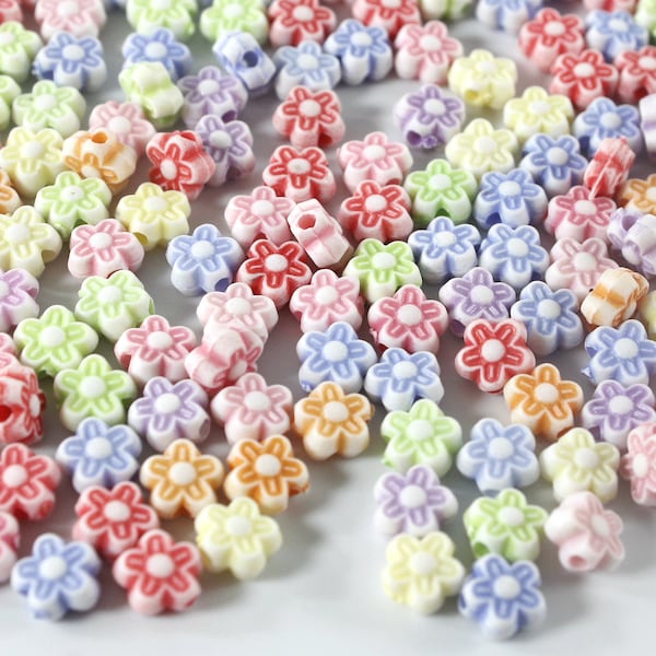 Colorful acrylic flower beads for jewelry making Pastel color floral beads kids jewelry bracelets making Jewelry supplies Jewelry findings