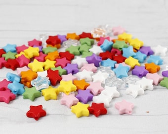 Colorful bright acrylic star loose spacer beads for jewelry making Candy color plastic 9mm matte bubblegum beads Jewelry supplies findings