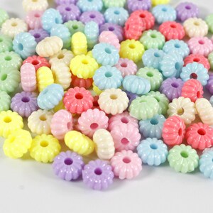 Kleurrijke pastelkleurige losse afstandkralen van acryl voor het maken van sieraden Snoep kauwgom 9 mm geribbelde bloemkralen Kinderarmbanden maken Sieraden vinden