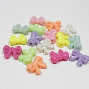 Bowknot beads for jewelry making Colorful acrylic beads Pastel color bow beads kid bead Bubblegum beads Jewelry supplies Jewelry findings