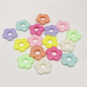 Colorful flower bead frame for jewelry making Pastel floral bead Bubblegum bead Acrylic bead Candy kids bead Jewelry finding plastic beads