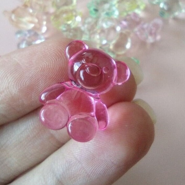 Transparent bear beads charm for jewelry making Acrylic beads animal kid bead bracelets making Jewelry finding clear bearbeads