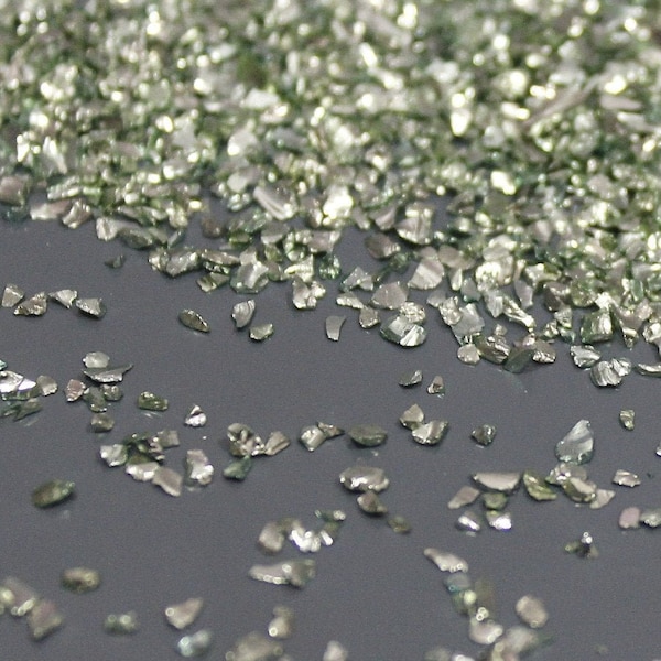 Silver green medium size irregular crushed broken glass Glass frit chips stone Sage glass uv resin epoxy Jewelry making supplies