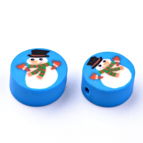 Polymer clay Christmas snowman beads for jewelry making Colorful bright winter holiday Kids beads Jewelry finding supplies Fimo beads